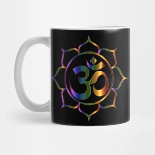 Bronze Reflective Lotus Flower Om Aum Symbol Sign Mug